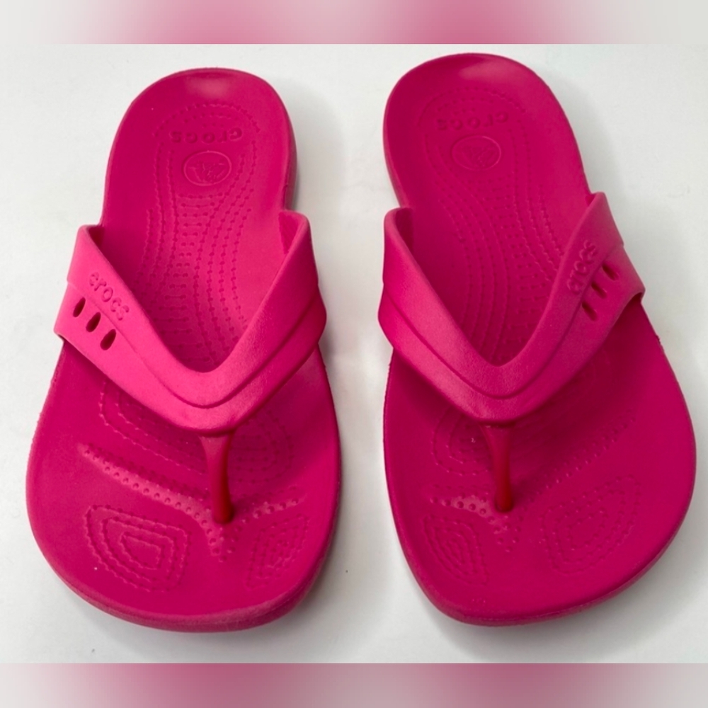 Crocs pink thong flip flop sandals women's size 8 - Picture 2 of 6